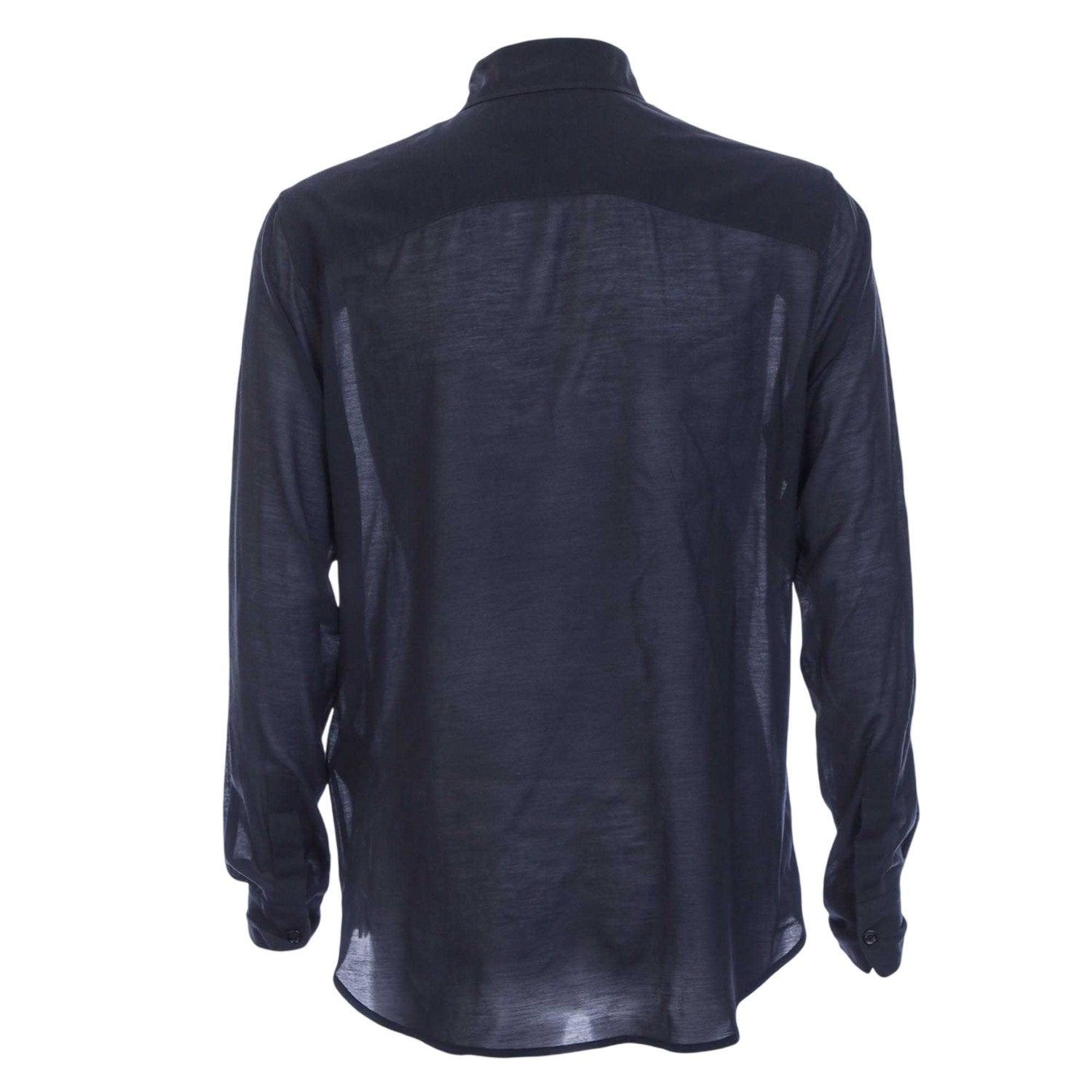 Black - Back - Off White Mens Embroidered Silk Round Shirt