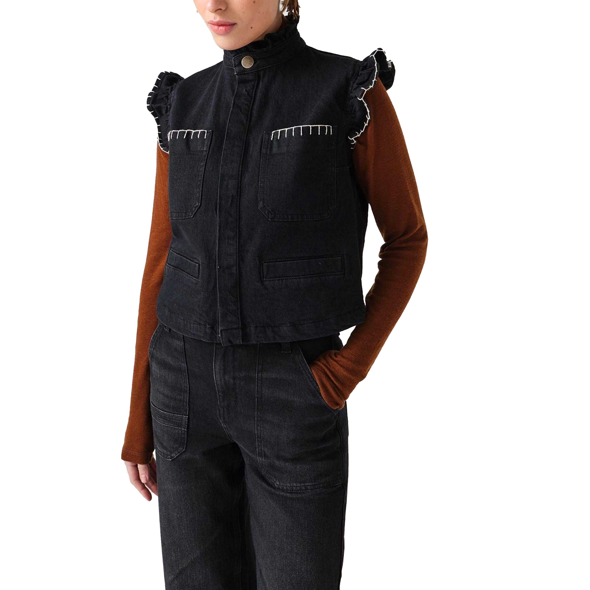 Black - Side - seventy + mochi Womens-Ladies Pablo Waistcoat