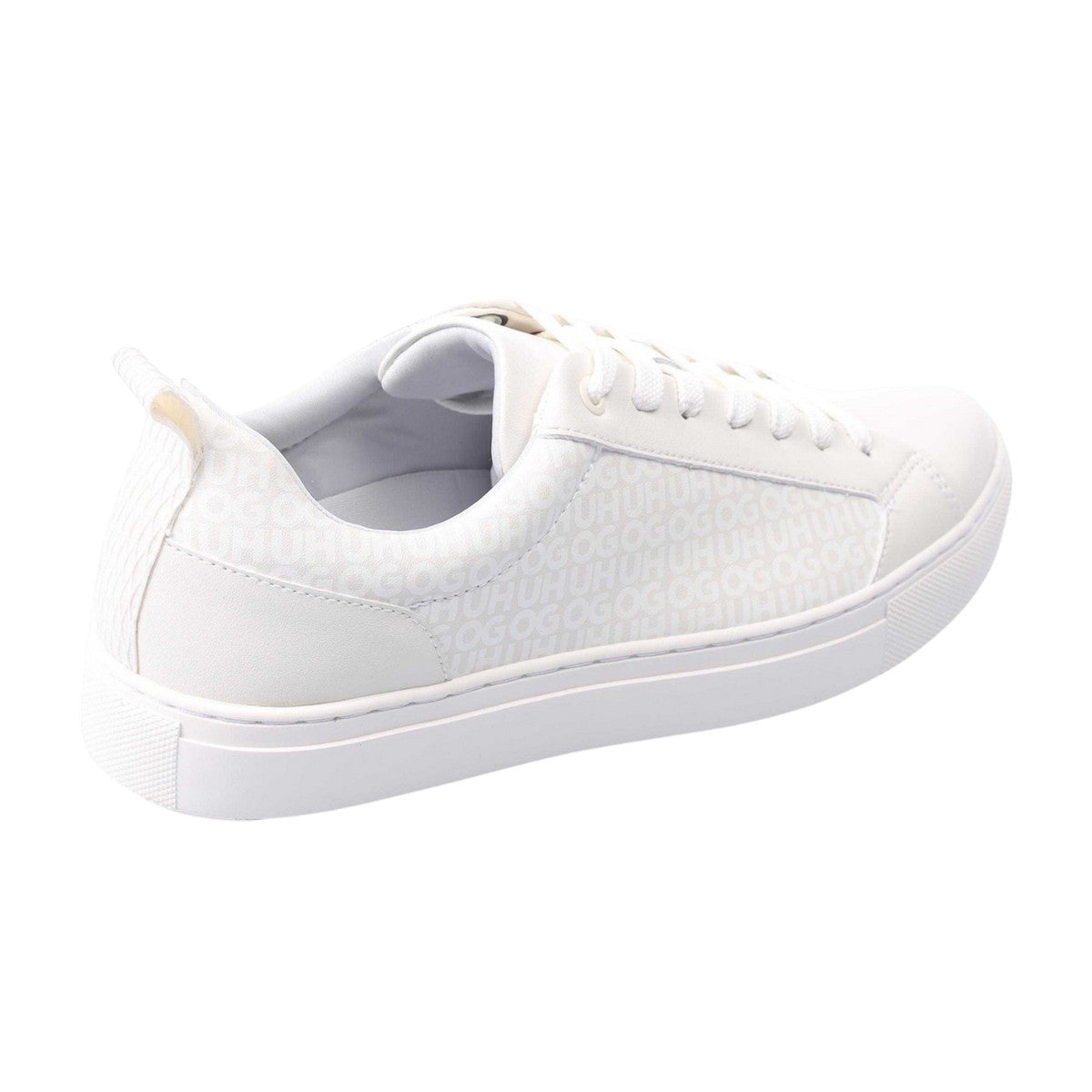 White - Back - Hugo Mens Morrie Tonal Monogram Faux Leather Trainers