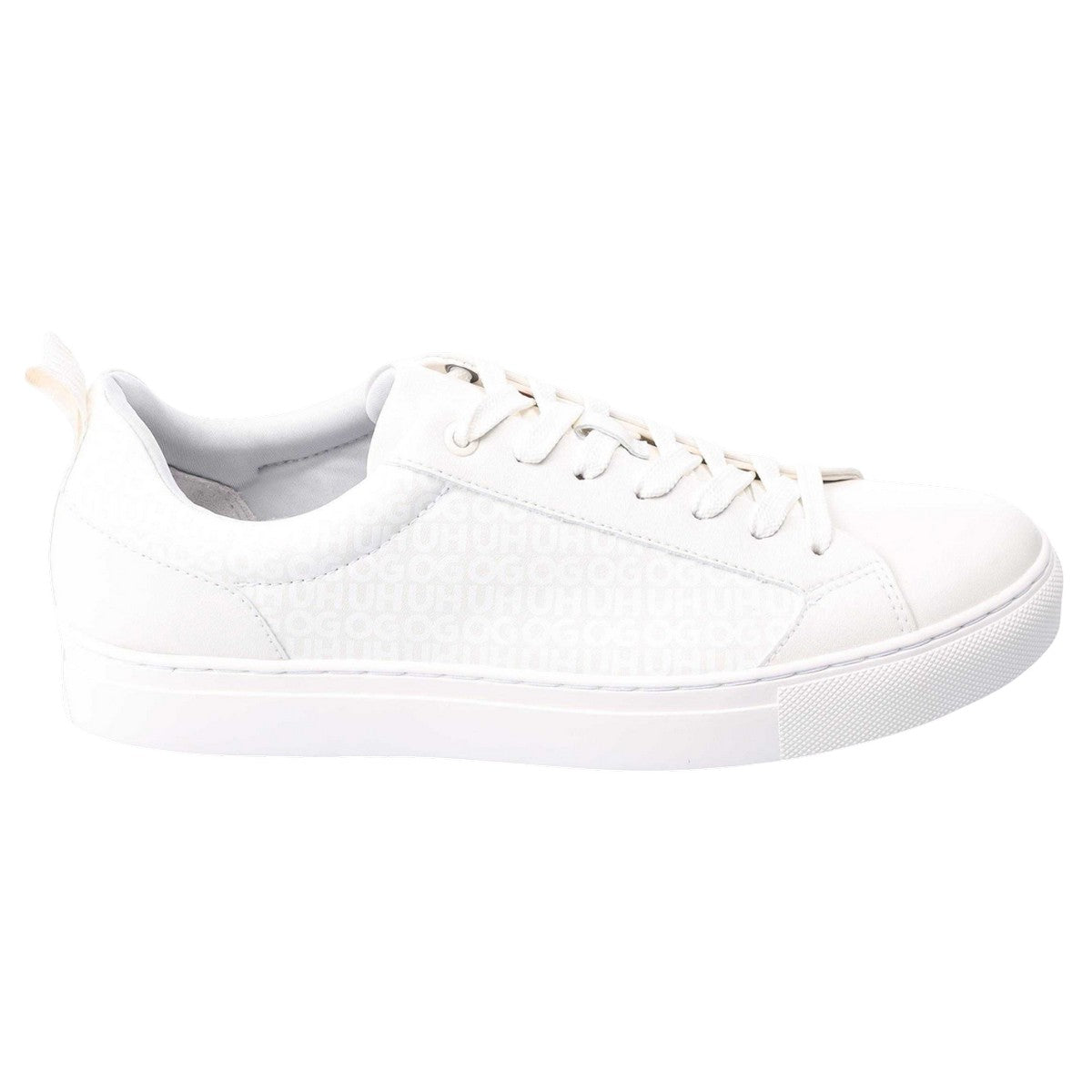 White - Lifestyle - Hugo Mens Morrie Tonal Monogram Faux Leather Trainers