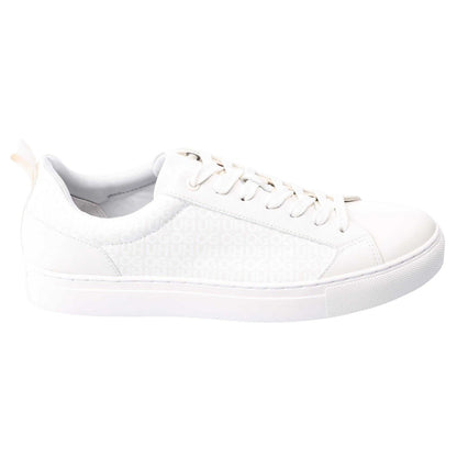 White - Lifestyle - Hugo Mens Morrie Tonal Monogram Faux Leather Trainers