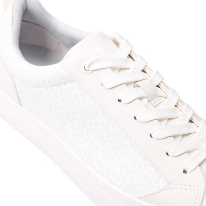 White - Pack Shot - Hugo Mens Morrie Tonal Monogram Faux Leather Trainers