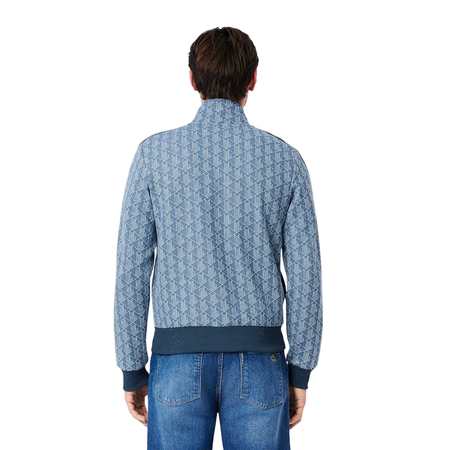 Blue - Back - Lacoste Mens Paris Jacquard Zipped Track Jacket