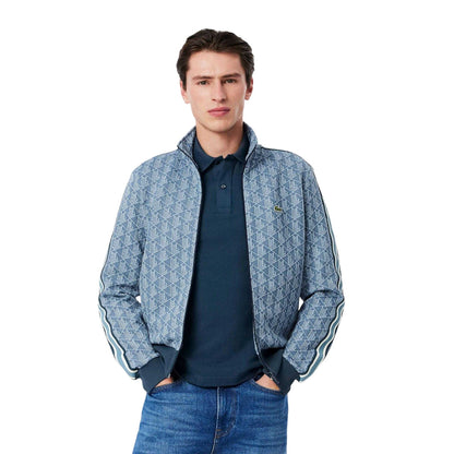 Blue - Pack Shot - Lacoste Mens Paris Jacquard Zipped Track Jacket