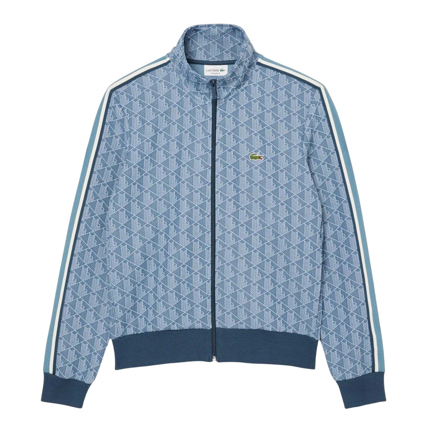 Blue - Front - Lacoste Mens Paris Jacquard Zipped Track Jacket
