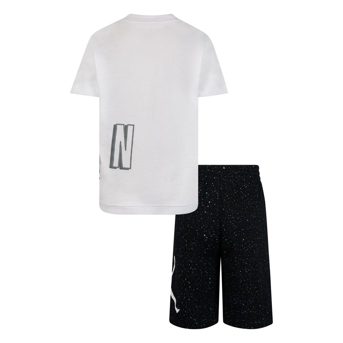 Black-White - Back - Nike Childrens-Kids Air Jordan Speckle Top & Bottom Set