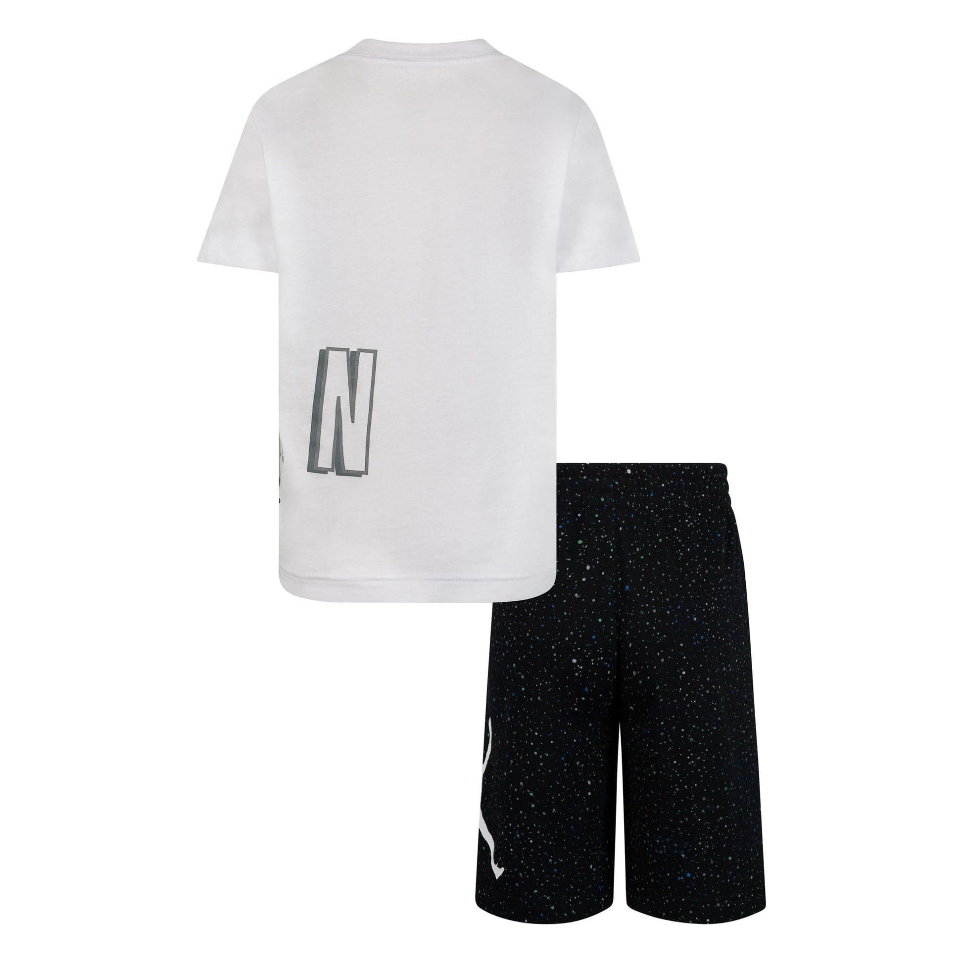 Black-White - Back - Nike Childrens-Kids Air Jordan Speckle Top & Bottom Set