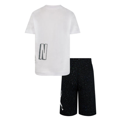 Black-White - Back - Nike Childrens-Kids Air Jordan Speckle Top & Bottom Set