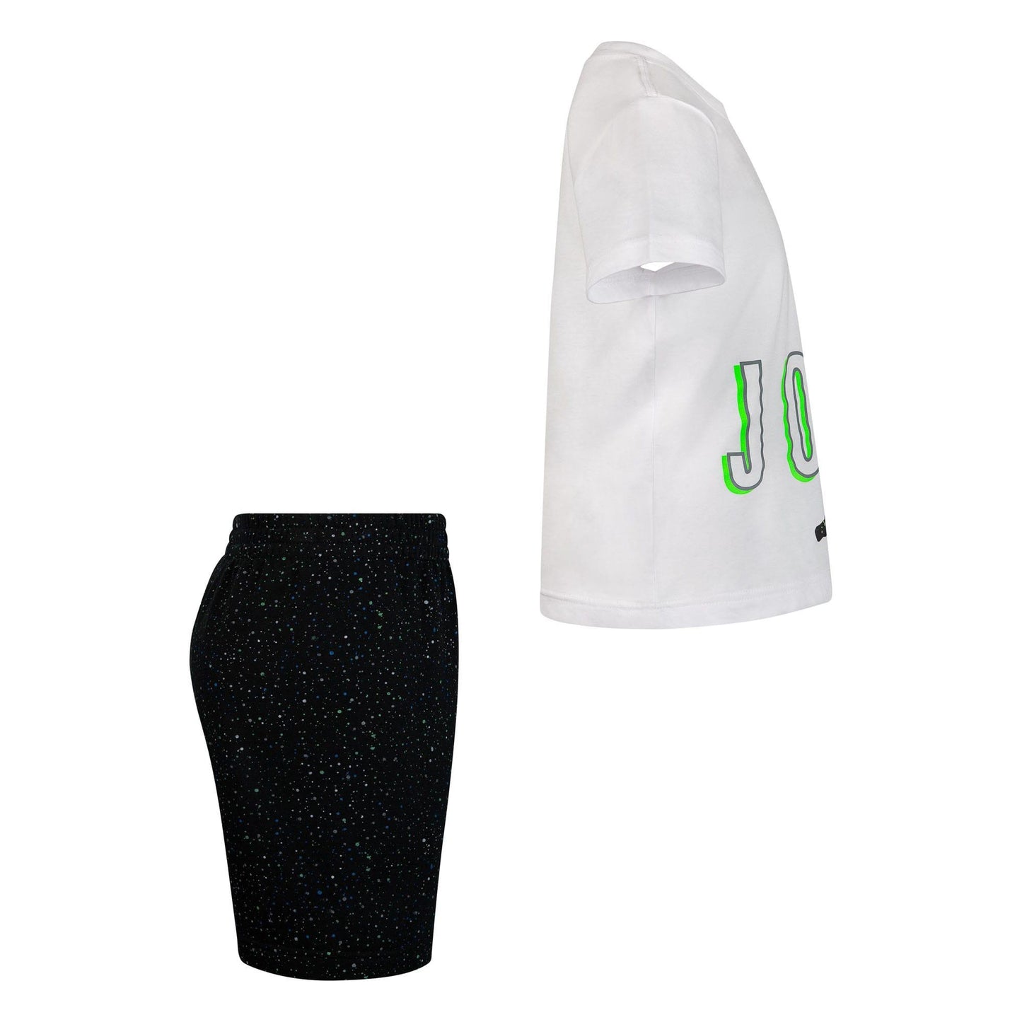 Black-White - Side - Nike Childrens-Kids Air Jordan Speckle Top & Bottom Set