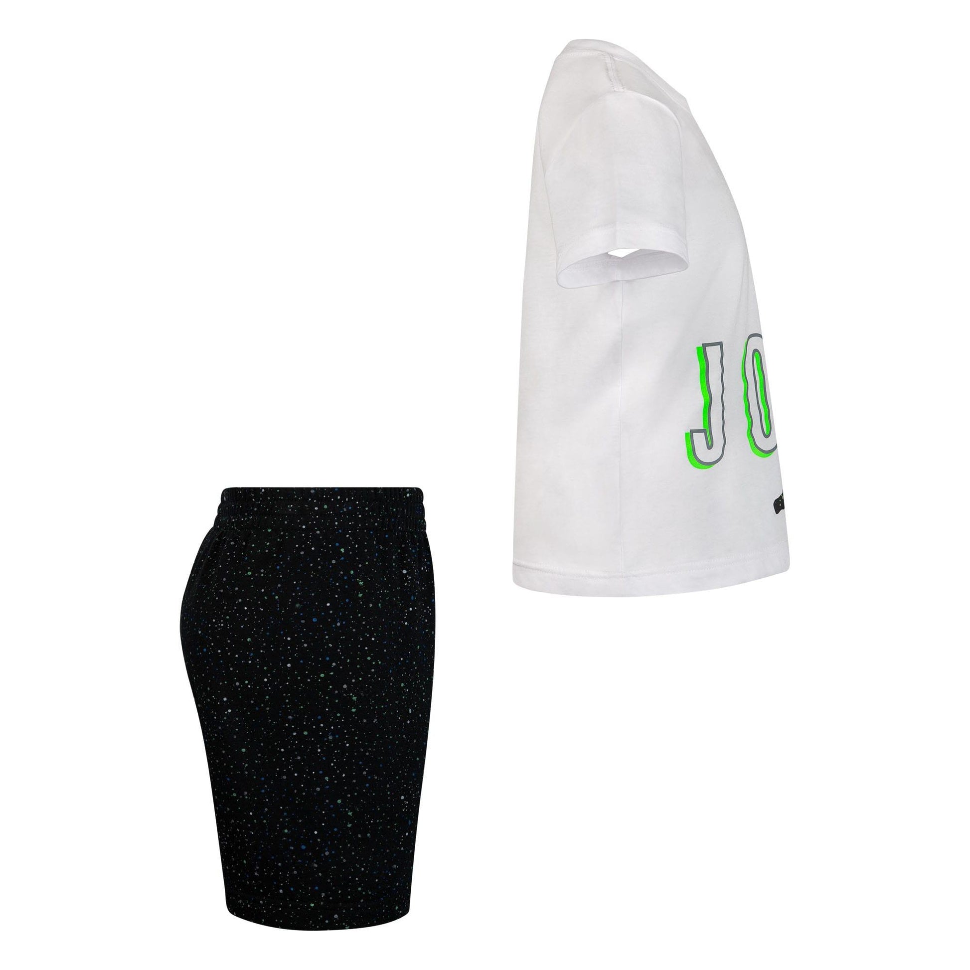 Black-White - Side - Nike Childrens-Kids Air Jordan Speckle Top & Bottom Set
