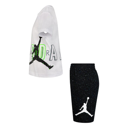 Black-White - Lifestyle - Nike Childrens-Kids Air Jordan Speckle Top & Bottom Set