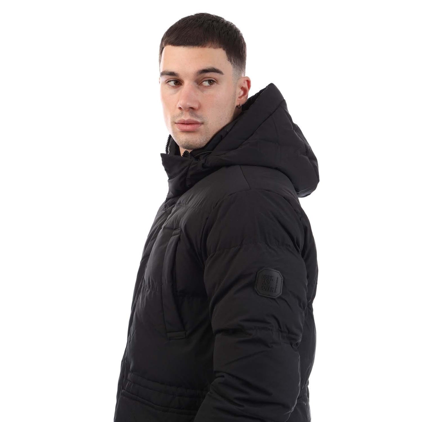 Black - Side - Duck and Cover Mens Fletchley Puffer Jacket