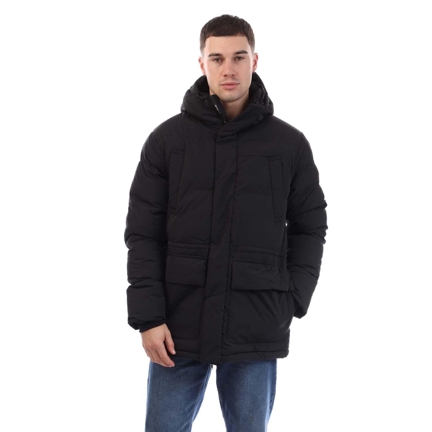 Black - Front - Duck and Cover Mens Fletchley Puffer Jacket