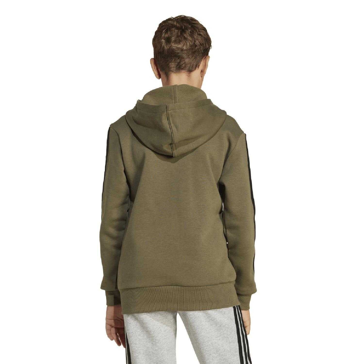 Olive - Back - Adidas Childrens-Kids Essentials Full Zip Hoodie