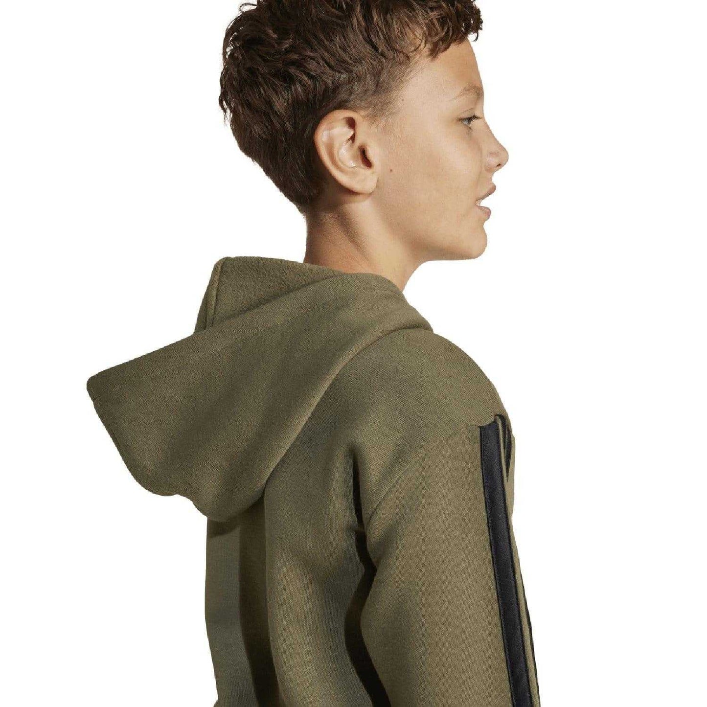 Olive - Side - Adidas Childrens-Kids Essentials Full Zip Hoodie