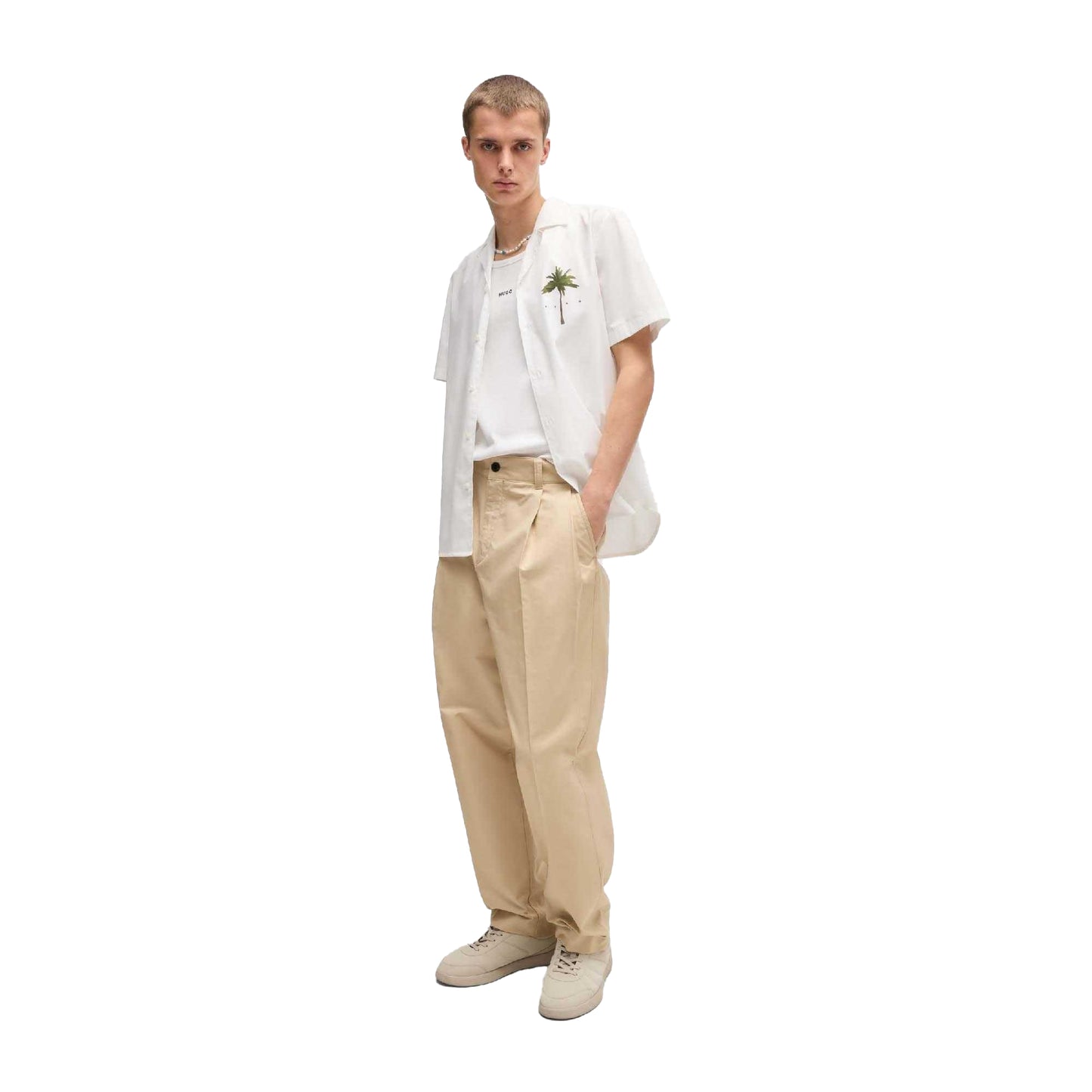 Beige - Pack Shot - Hugo Mens Renar Relaxed Fit Trousers