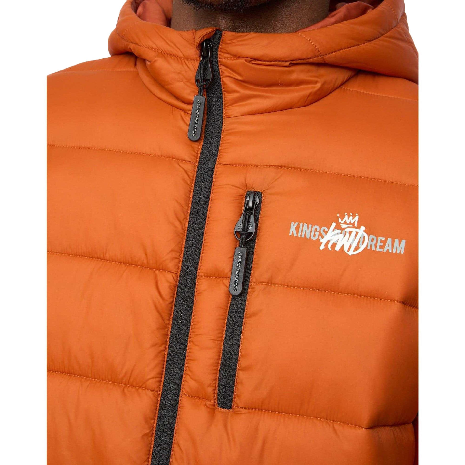 Orange-Black - Side - Kings Will Dream Mens Barcana Puffer Jacket