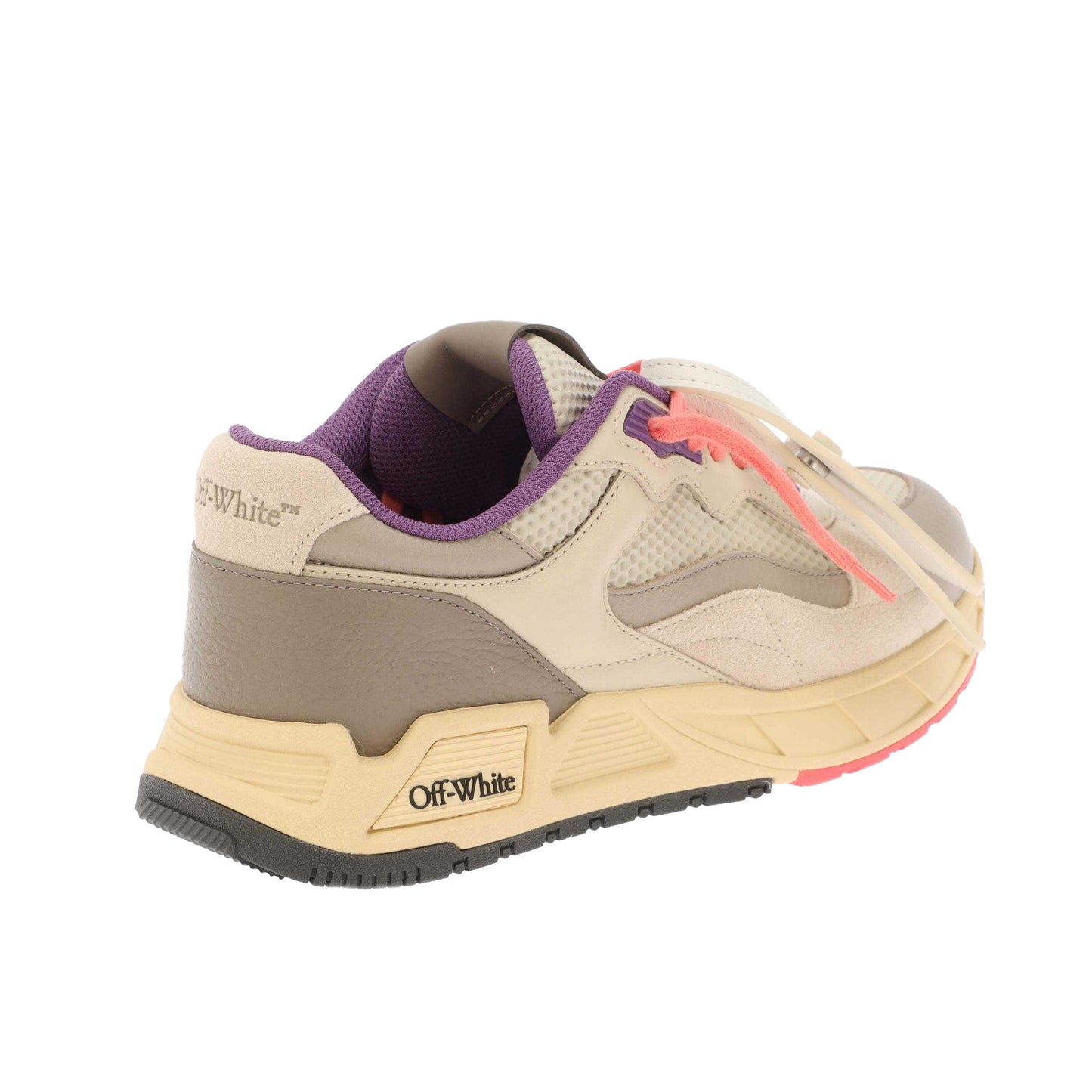 Beige - Back - Off White Womens-Ladies Kick Off Leather Trainers