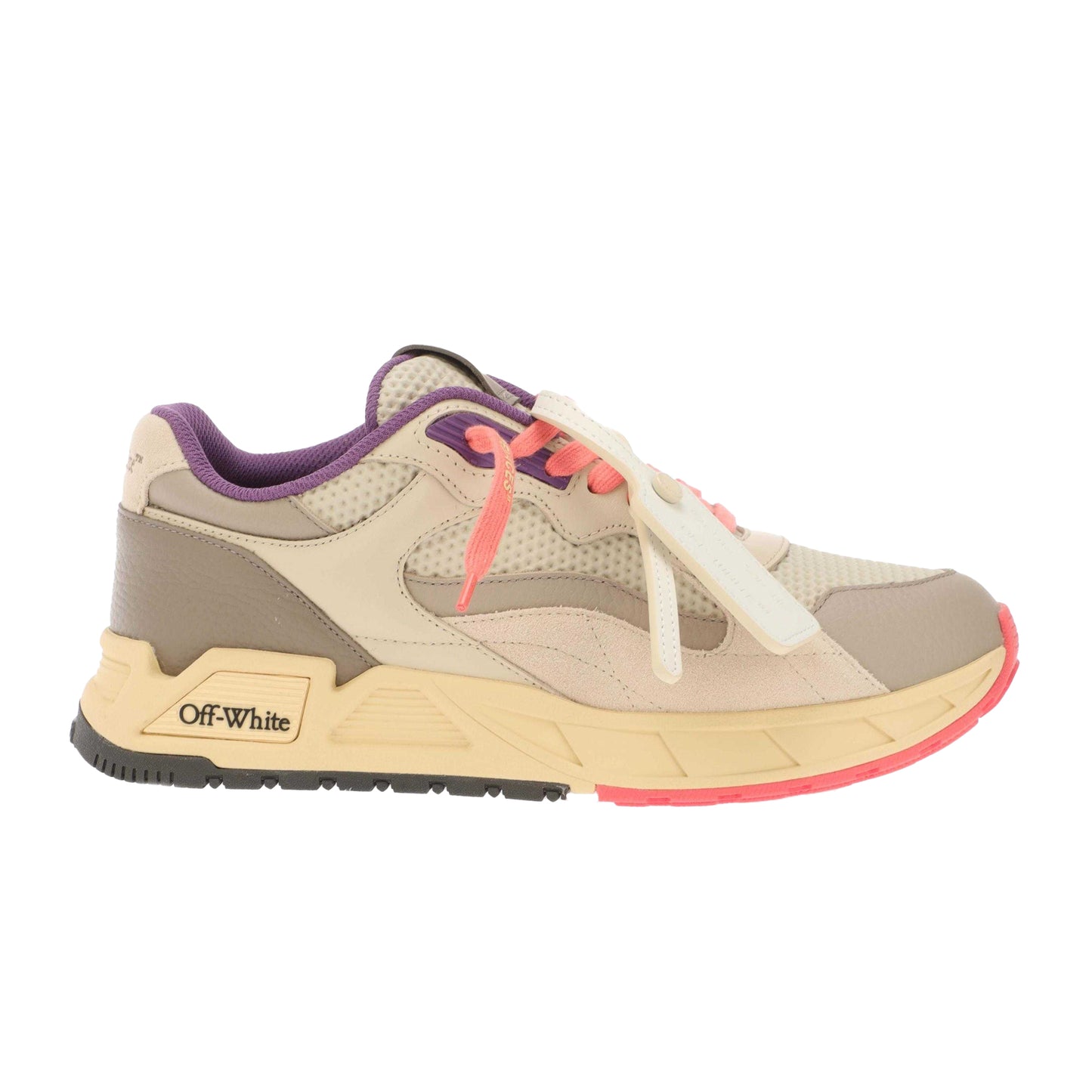 Beige - Side - Off White Womens-Ladies Kick Off Leather Trainers
