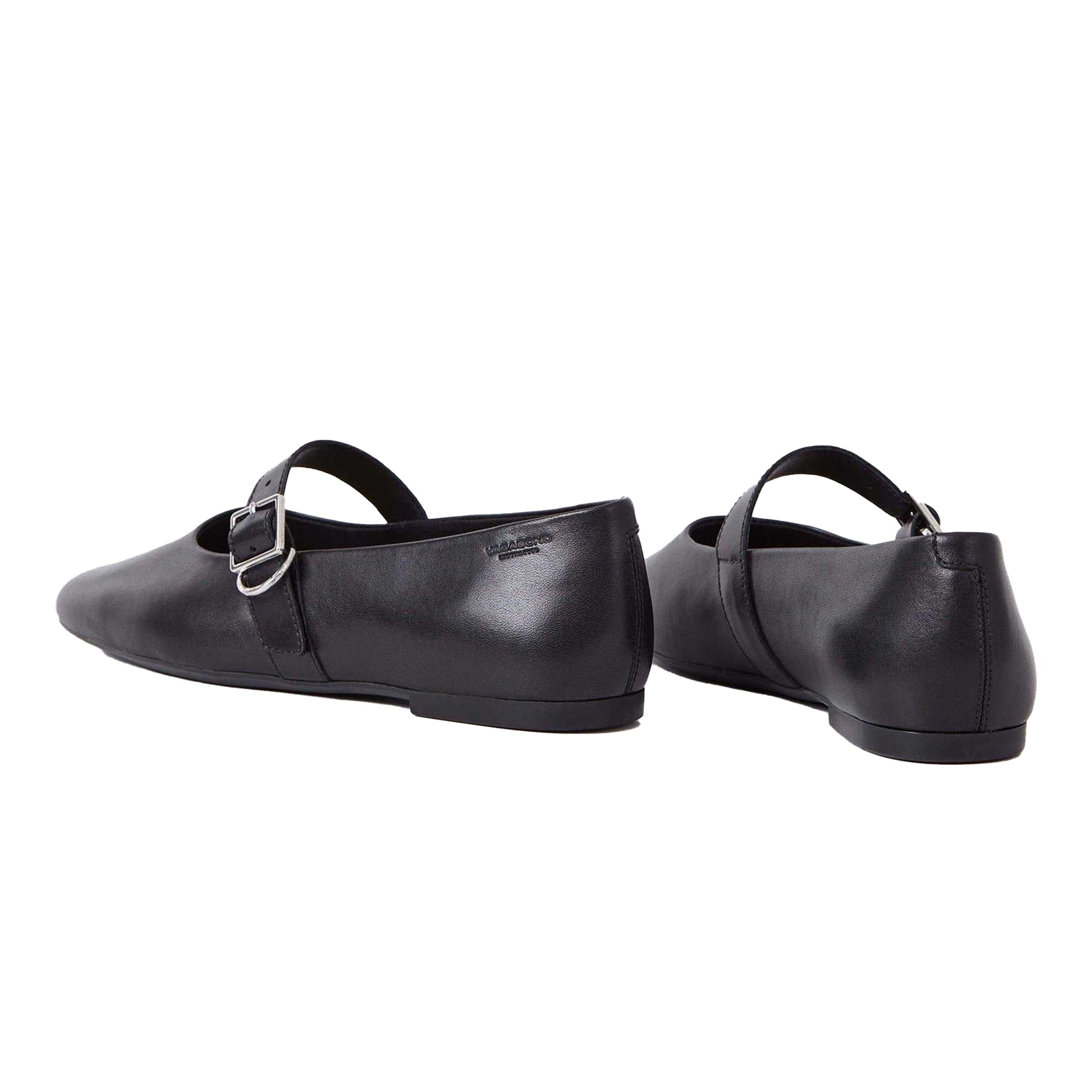 Black - Back - Vagabond Shoemakers Womens-Ladies Jolin Buckle Leather Ballet Flats