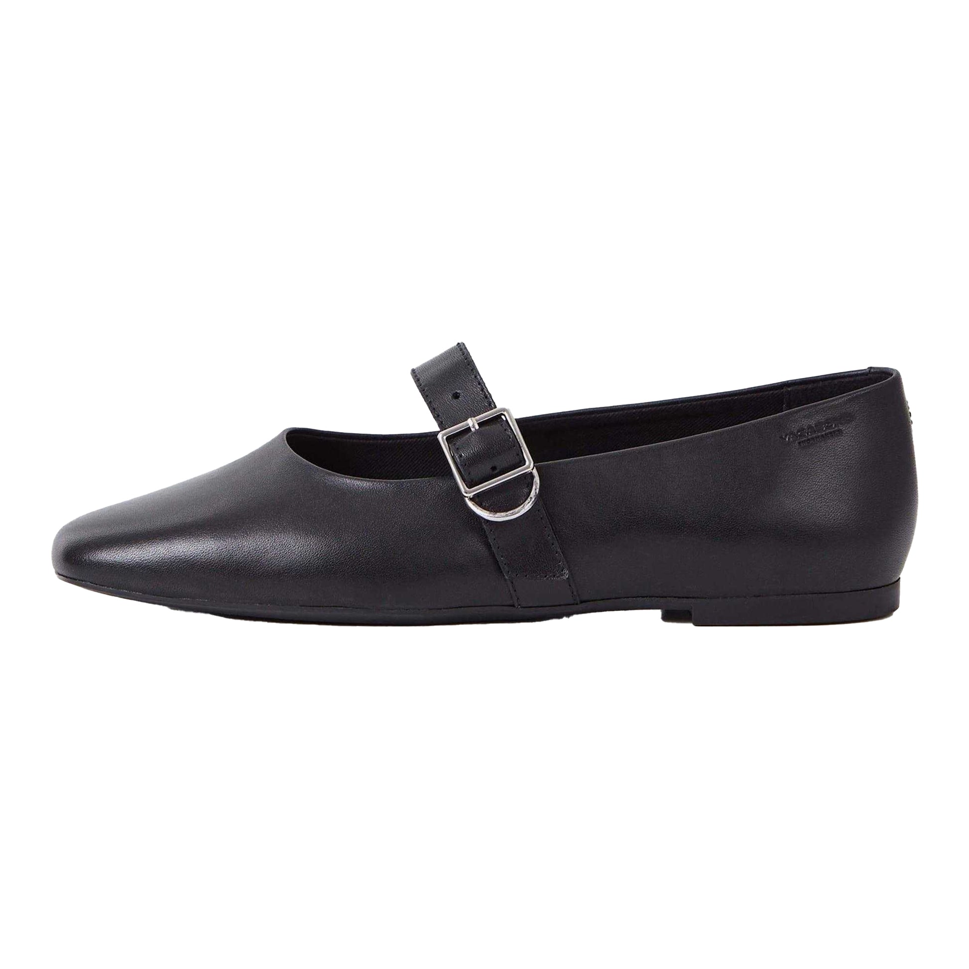 Black - Side - Vagabond Shoemakers Womens-Ladies Jolin Buckle Leather Ballet Flats