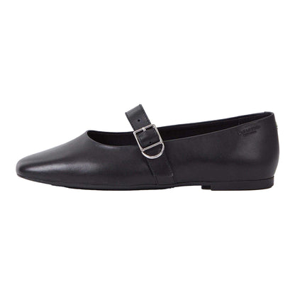 Black - Side - Vagabond Shoemakers Womens-Ladies Jolin Buckle Leather Ballet Flats