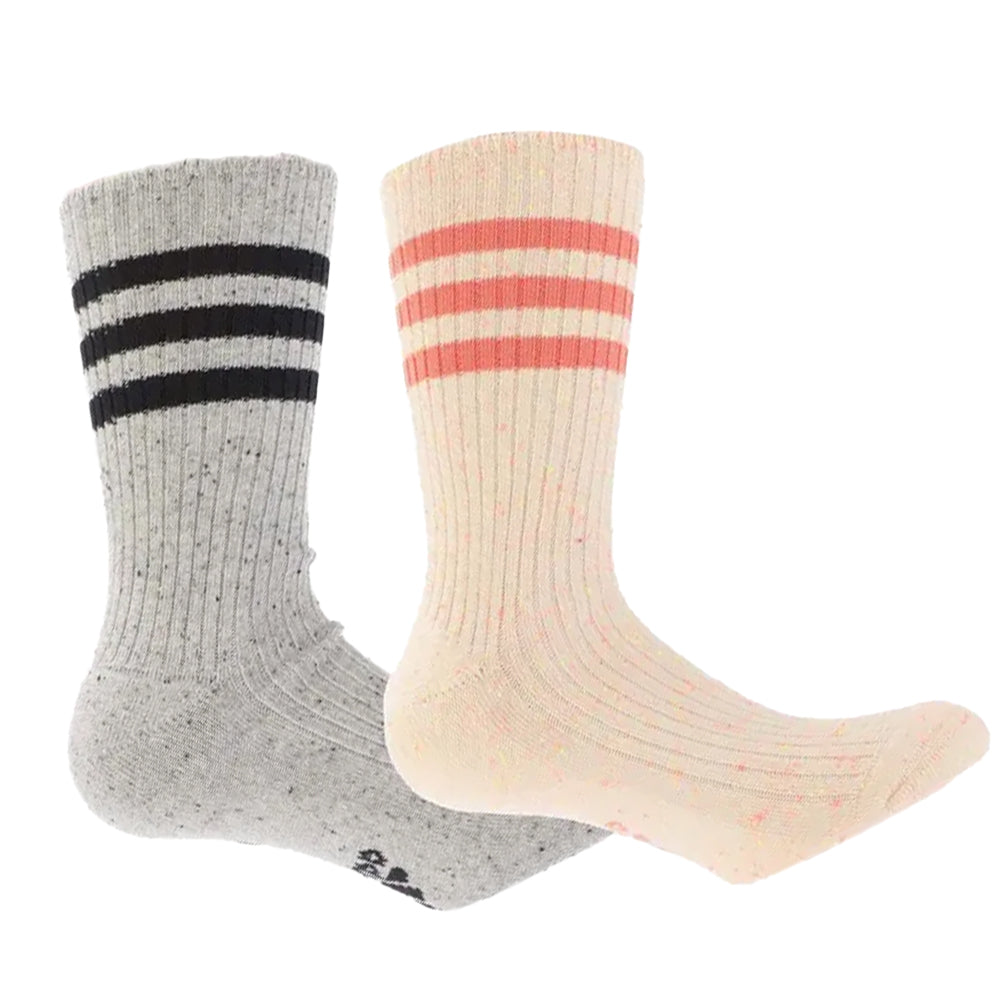 Grey-Beige - Front - Adidas Mens Lounge Crew Socks (Pack of 2)