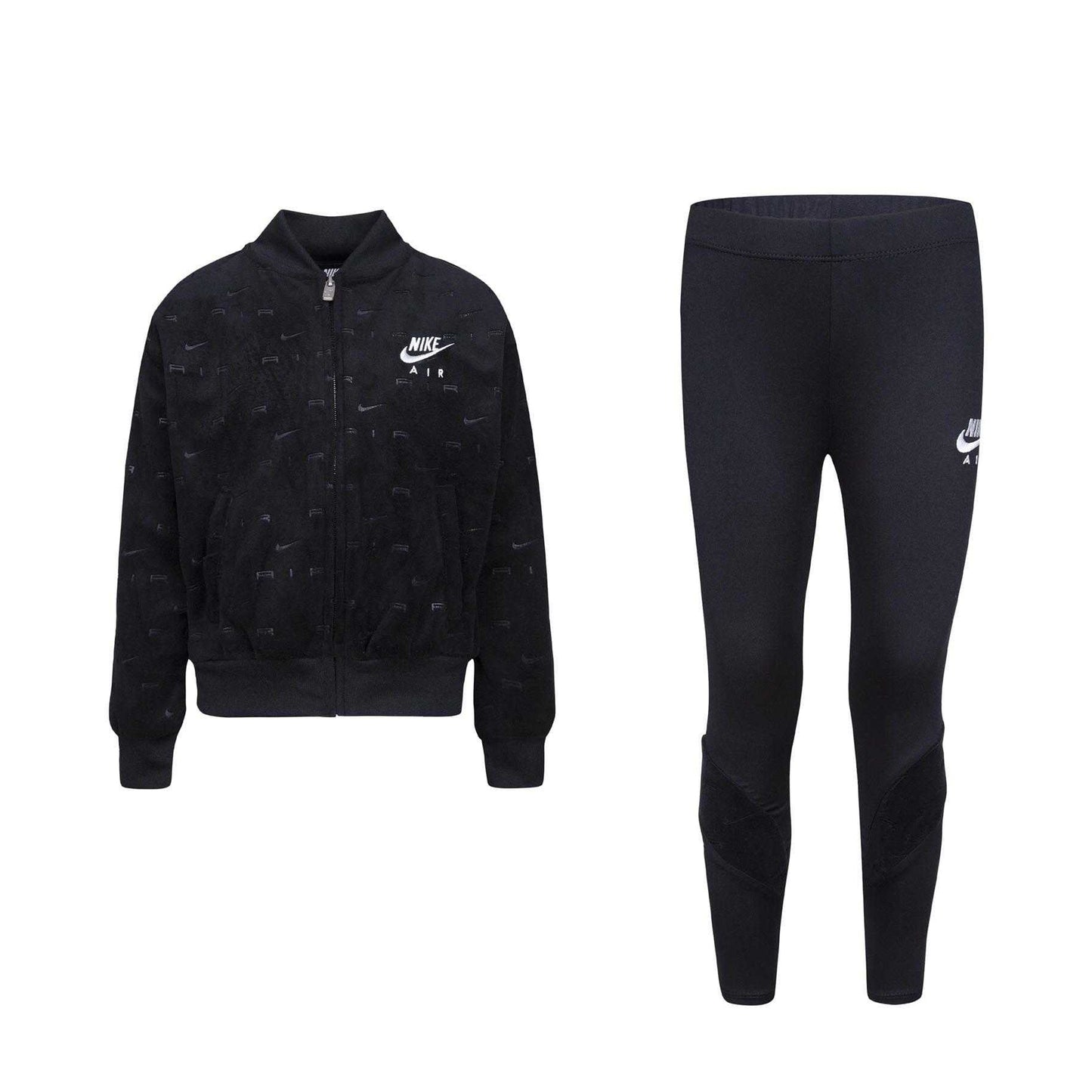 Black - Front - Nike Childrens-Kids Air Velour Top & Bottom Set