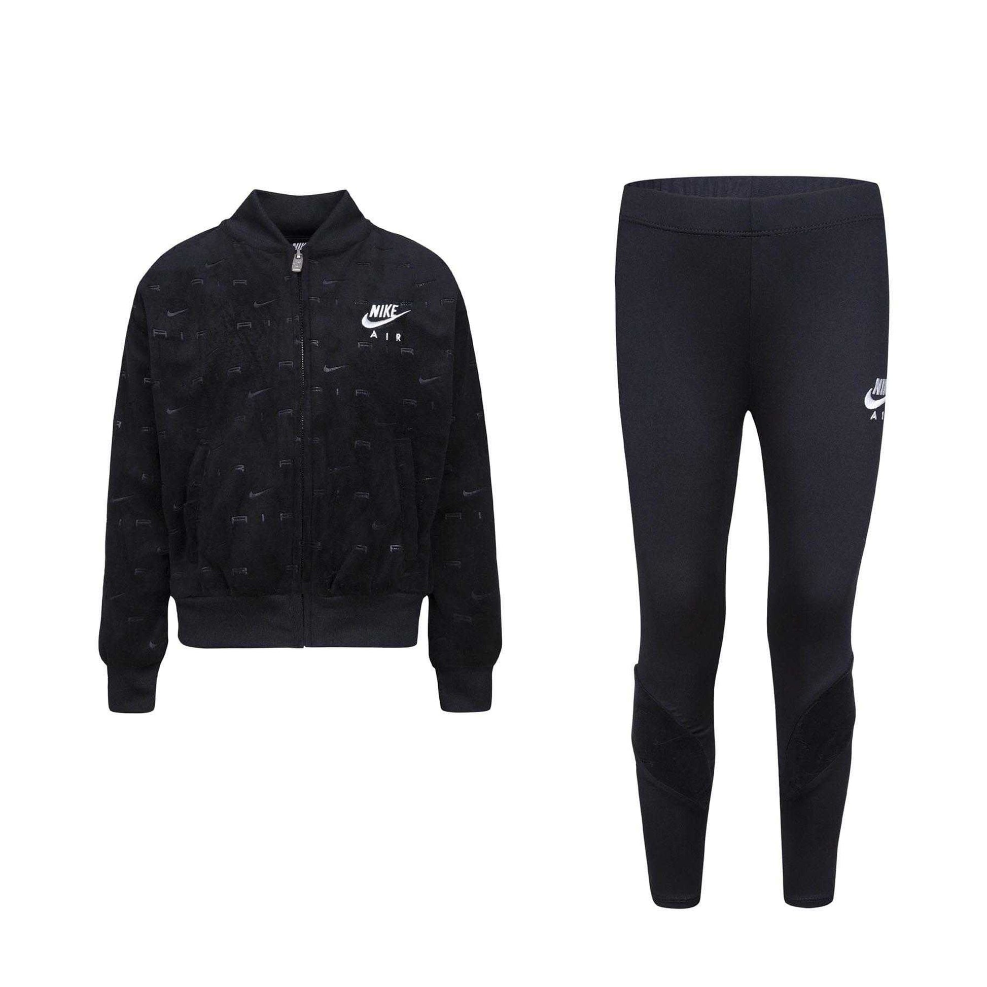 Black - Front - Nike Childrens-Kids Air Velour Top & Bottom Set