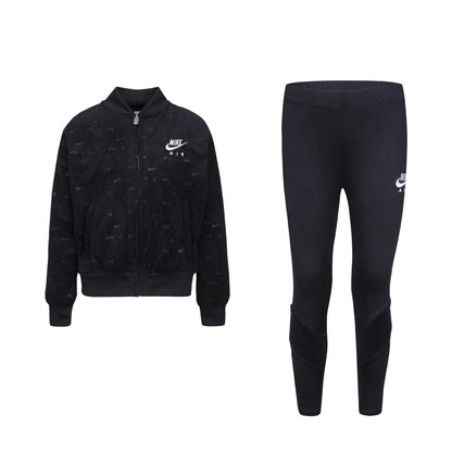 Black - Front - Nike Childrens-Kids Air Velour Top & Bottom Set