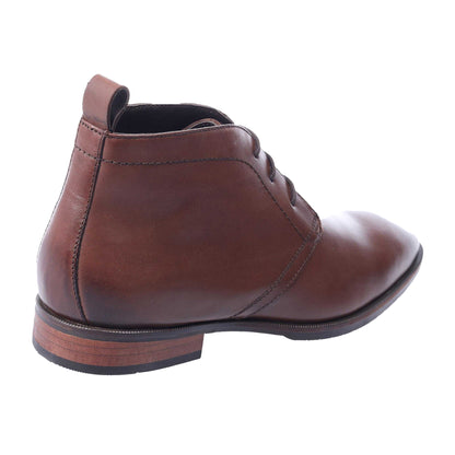 Brown - Back - Dune London Mens Mervin Leather Chukka Boots