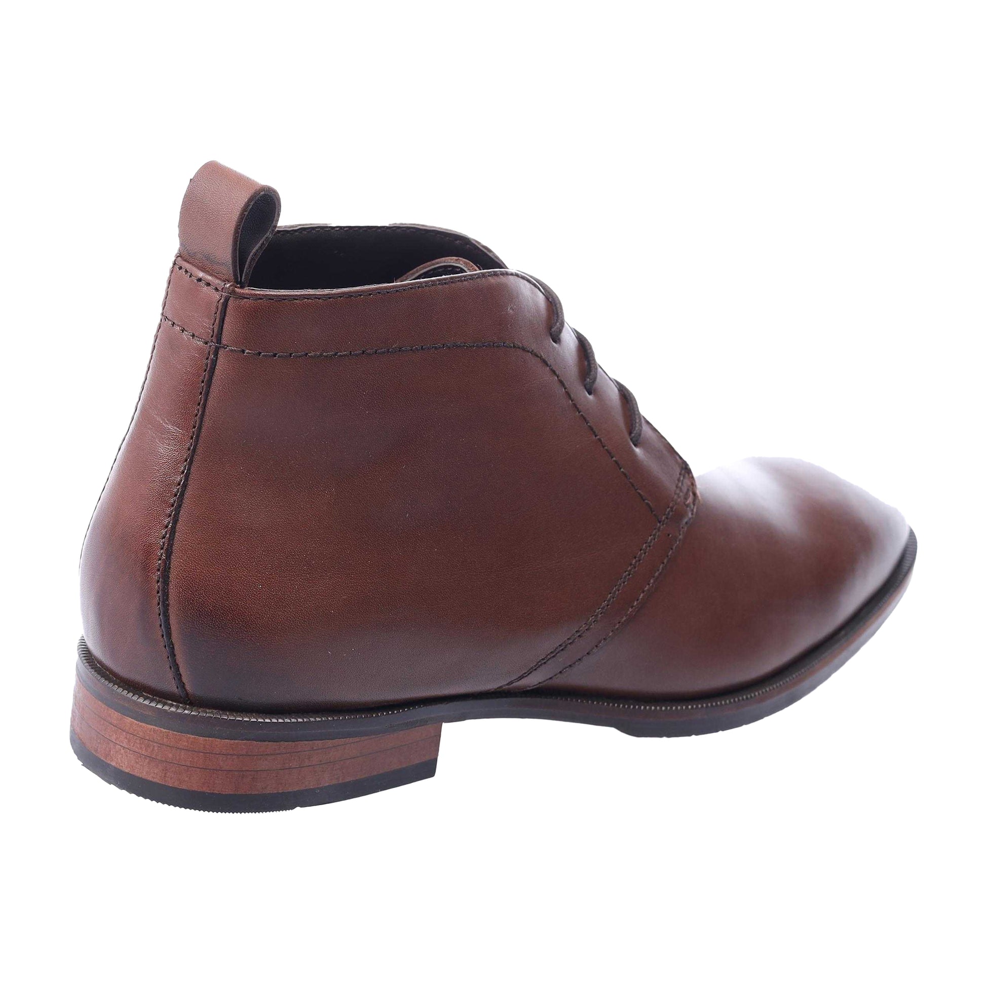 Brown - Back - Dune London Mens Mervin Leather Chukka Boots