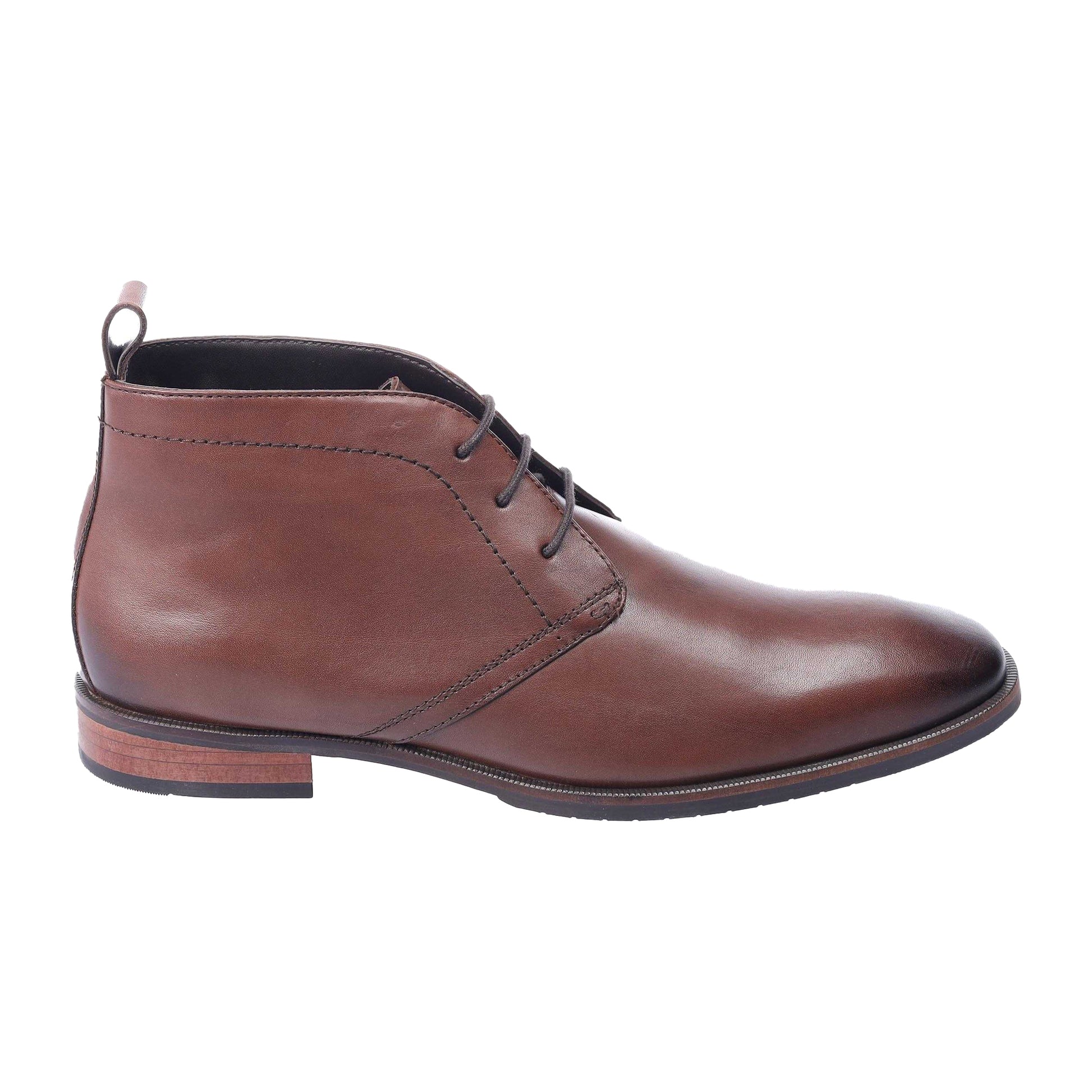 Brown - Side - Dune London Mens Mervin Leather Chukka Boots
