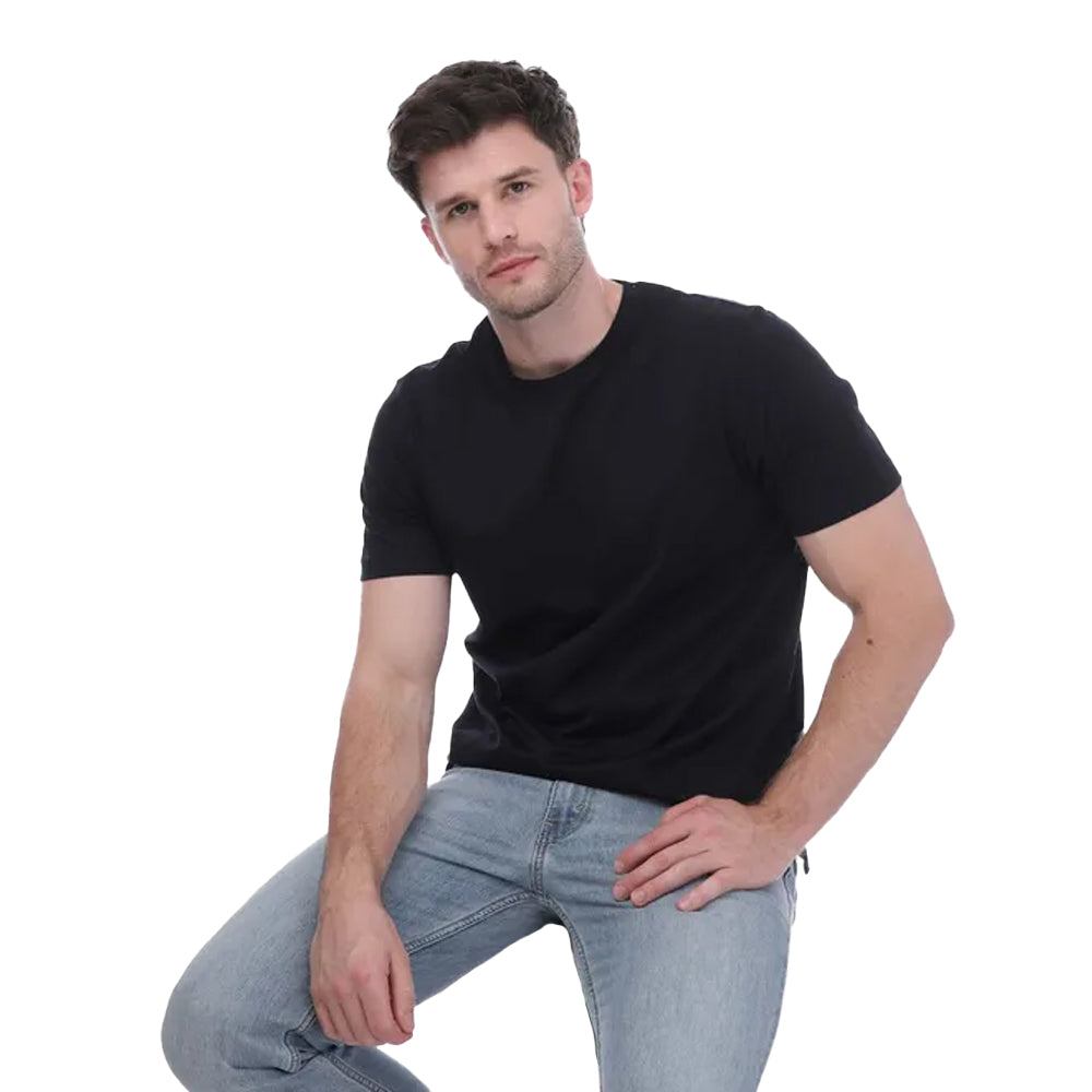 Navy - Side - Mercery Mens Boleyn Lux Jersey T-Shirt