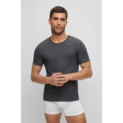 Black-Navy-Charcoal Grey - Pack Shot - Boss Mens Logo T-Shirt (Pack of 3)