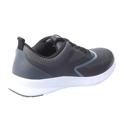 Grey - Back - Fabric Mens Draco Plain Shoes