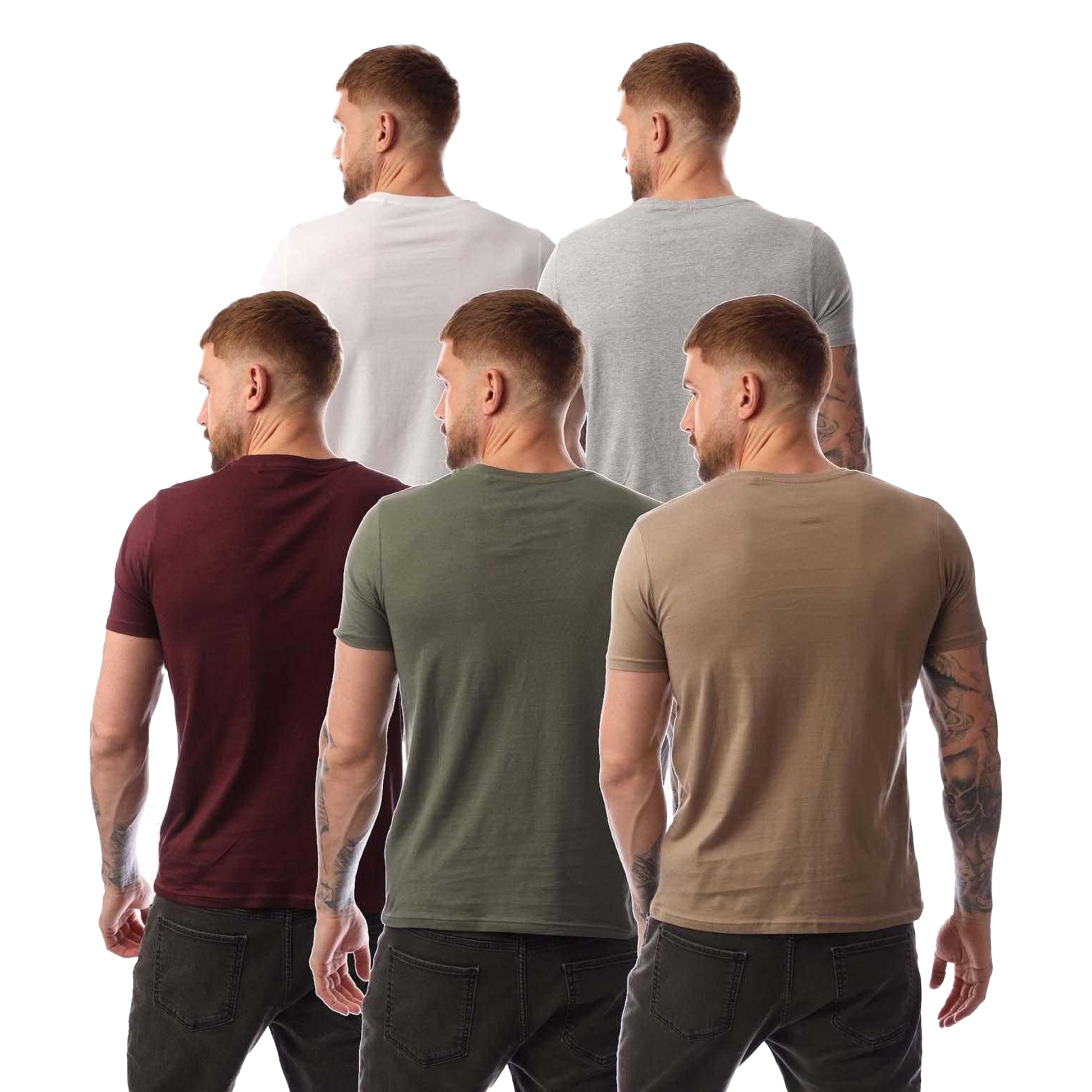 Grey-Green-White-Sand-Burgundy - Back - Farah Mens Wardlow Lounge T-Shirt (Pack of 5)