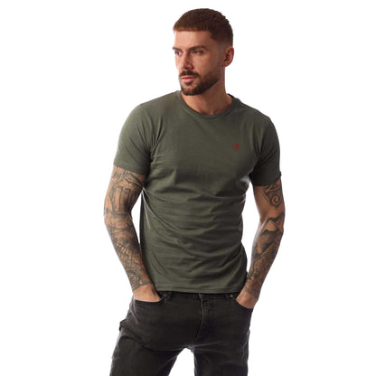 Grey-Green-White-Sand-Burgundy - Side - Farah Mens Wardlow Lounge T-Shirt (Pack of 5)