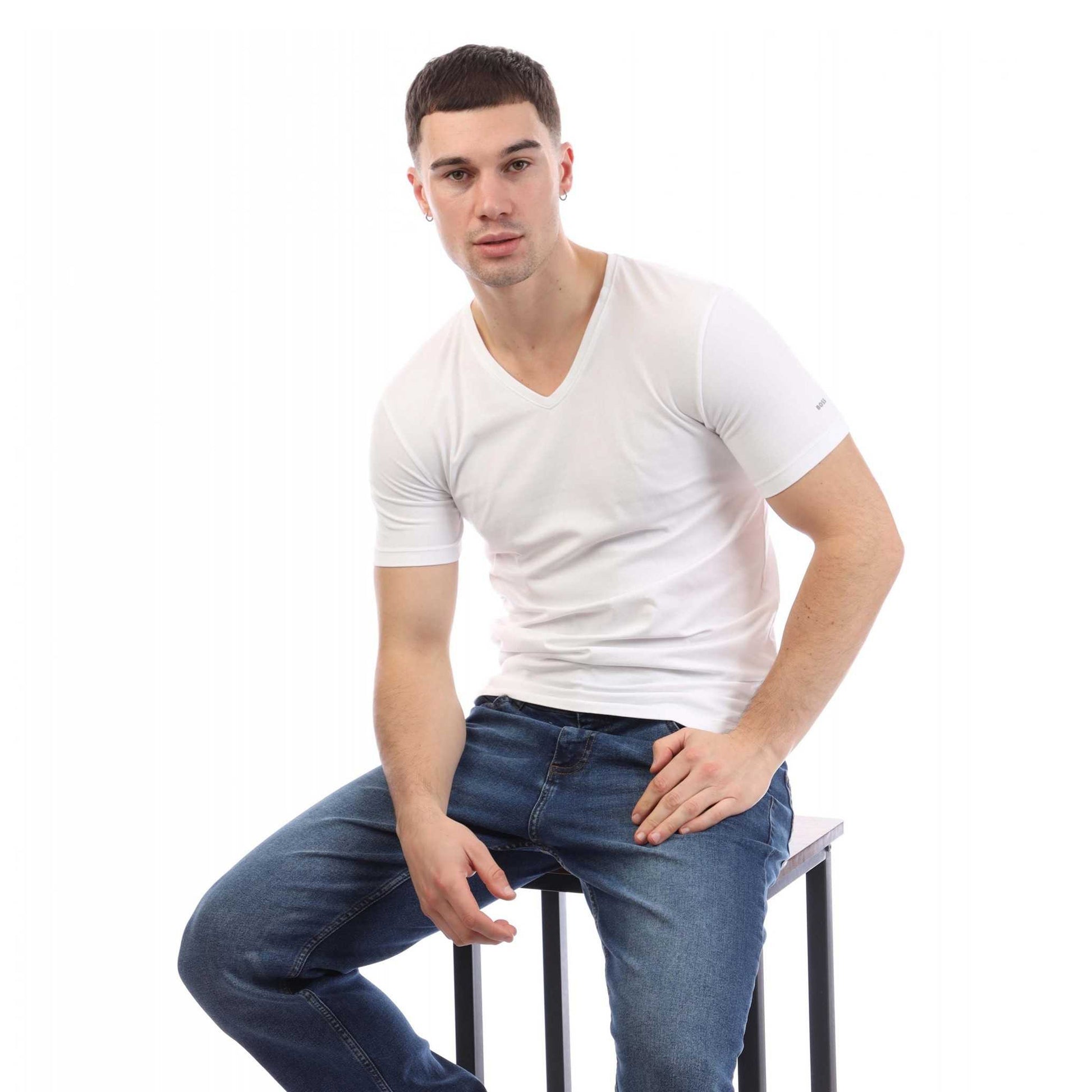 White - Side - Boss Mens Spirit T-Shirt (Pack of 2)