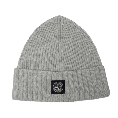 Grey - Front - Stone Island Childrens-Kids Compass Rib Knit Beanie