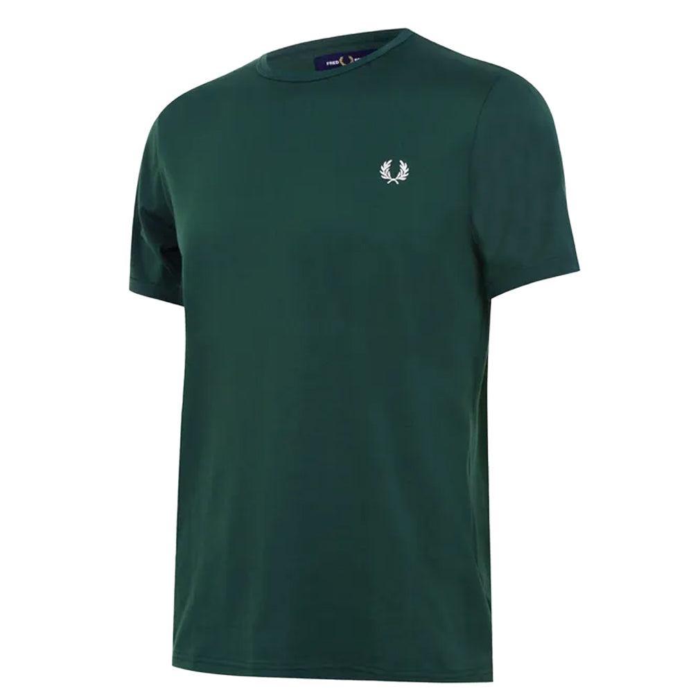 Green - Side - Fred Perry Mens Ringer T-Shirt