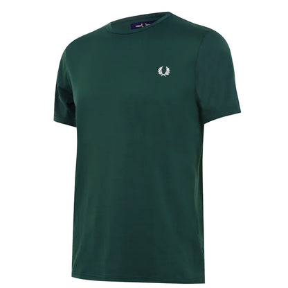 Green - Side - Fred Perry Mens Ringer T-Shirt