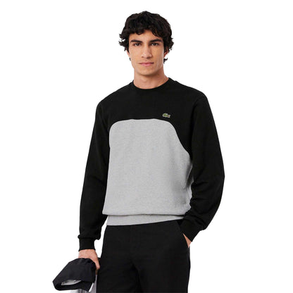 Grey-Black - Side - Lacoste Mens Colour Block Fleece Sweatshirt