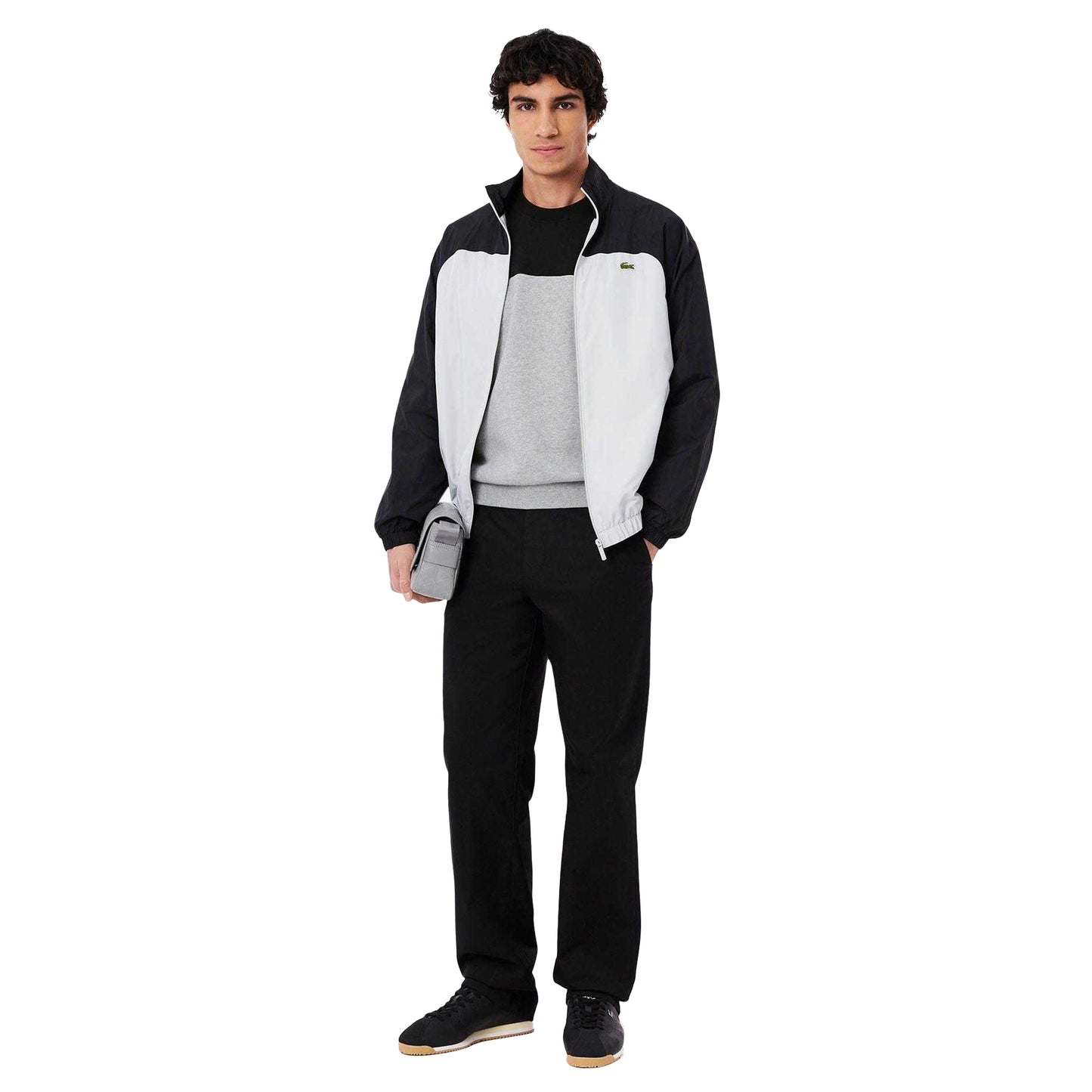 Grey-Black - Lifestyle - Lacoste Mens Colour Block Fleece Sweatshirt