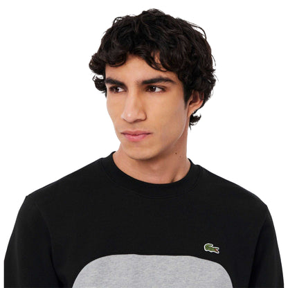 Grey-Black - Pack Shot - Lacoste Mens Colour Block Fleece Sweatshirt