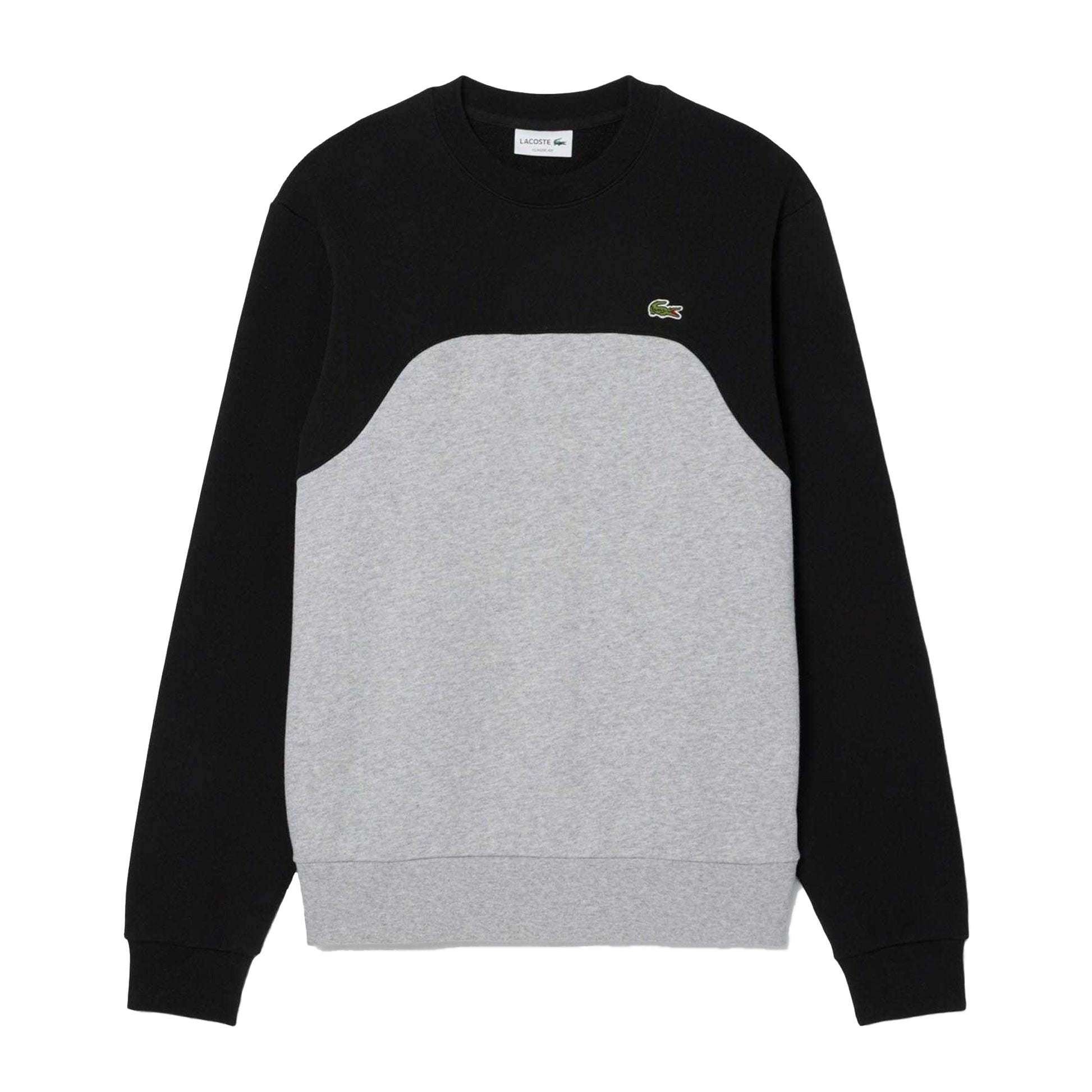 Grey-Black - Front - Lacoste Mens Colour Block Fleece Sweatshirt