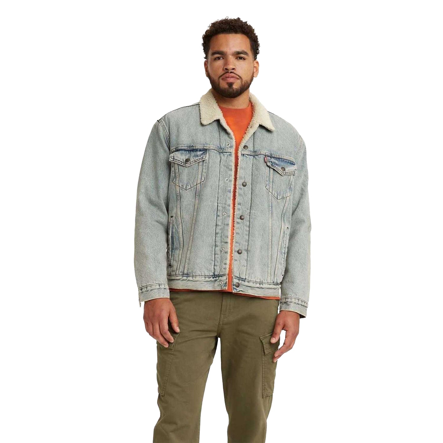 Blue - Side - Levis Mens Type III Sherpa Trucker Jacket