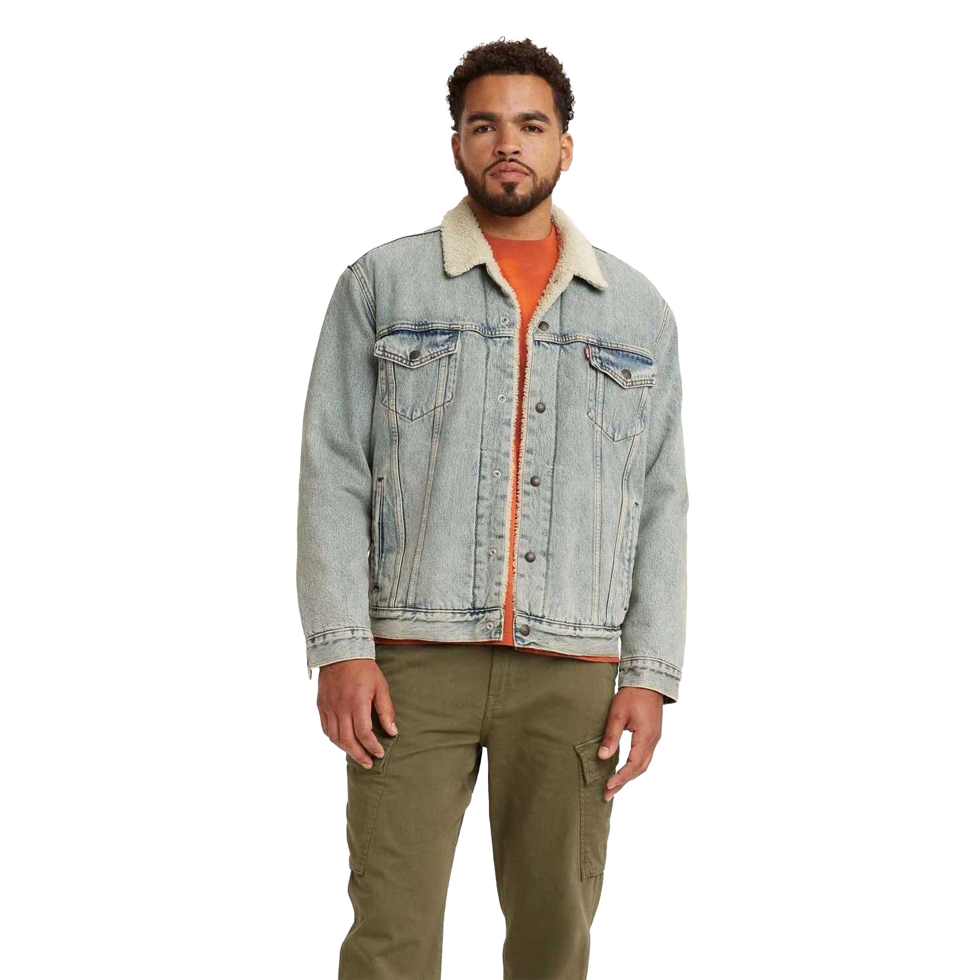 Blue - Side - Levis Mens Type III Sherpa Trucker Jacket