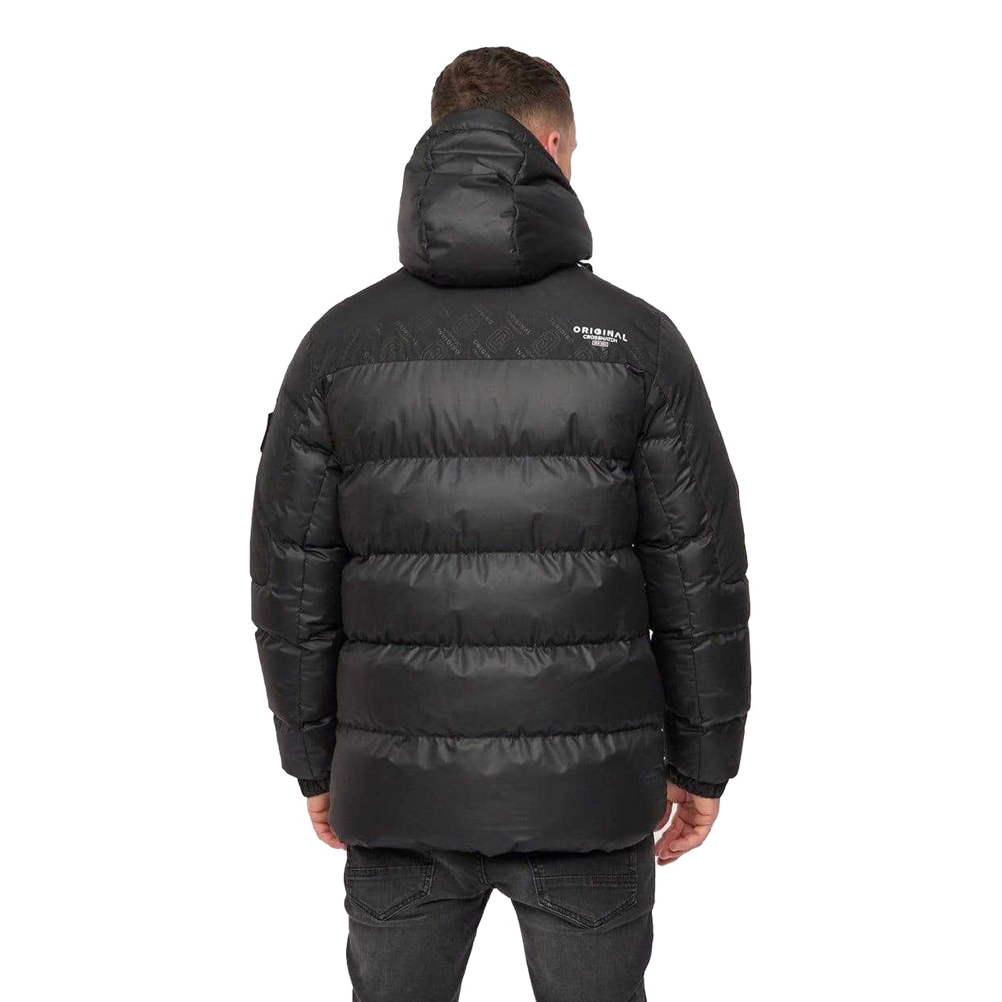 Black - Back - Crosshatch Mens Camptor Panelled Jacket