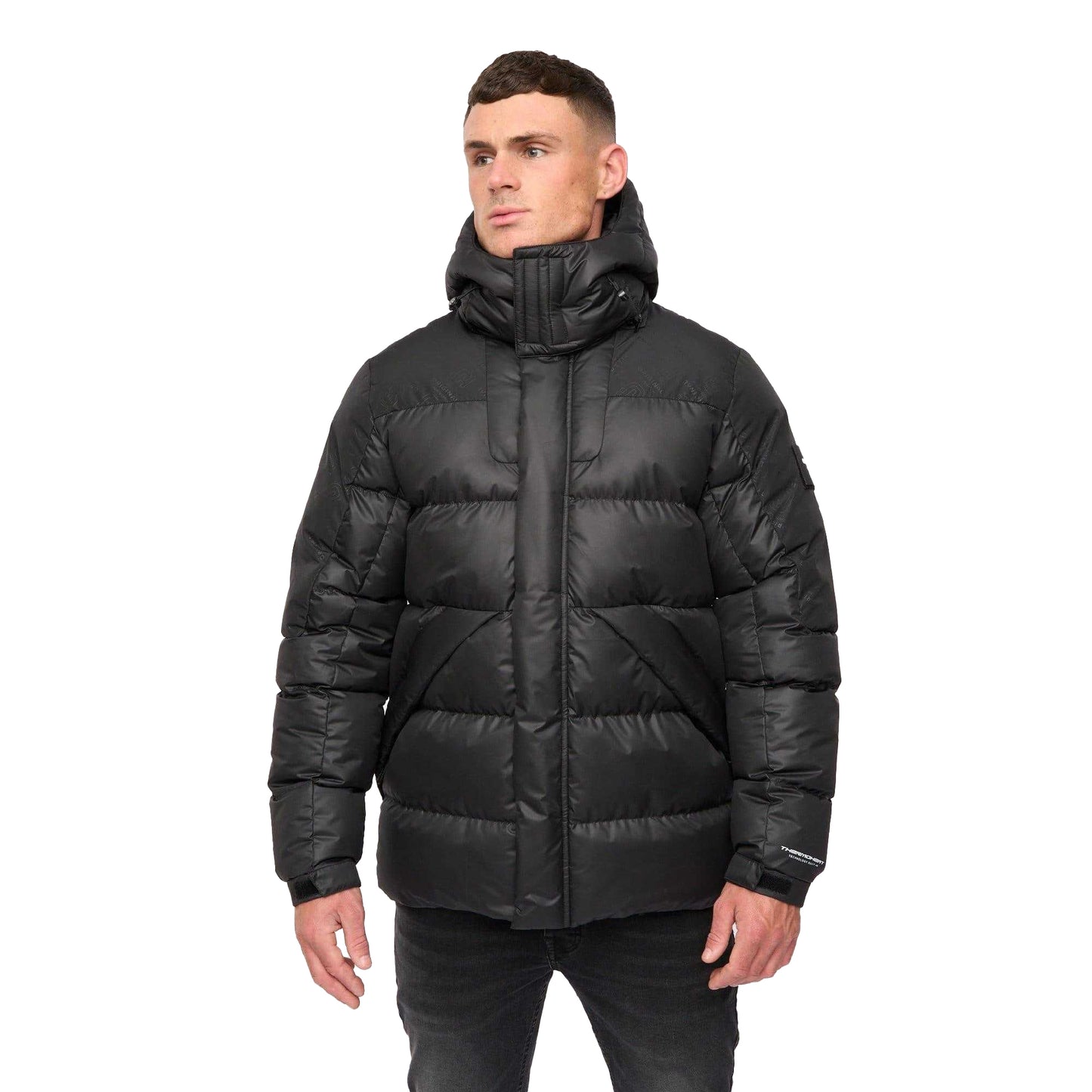 Black - Side - Crosshatch Mens Camptor Panelled Jacket